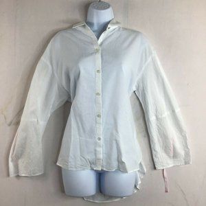 Patrizia Pepe Women's White Long Sleeve Collared Button Up Casual Shirt 46 XL